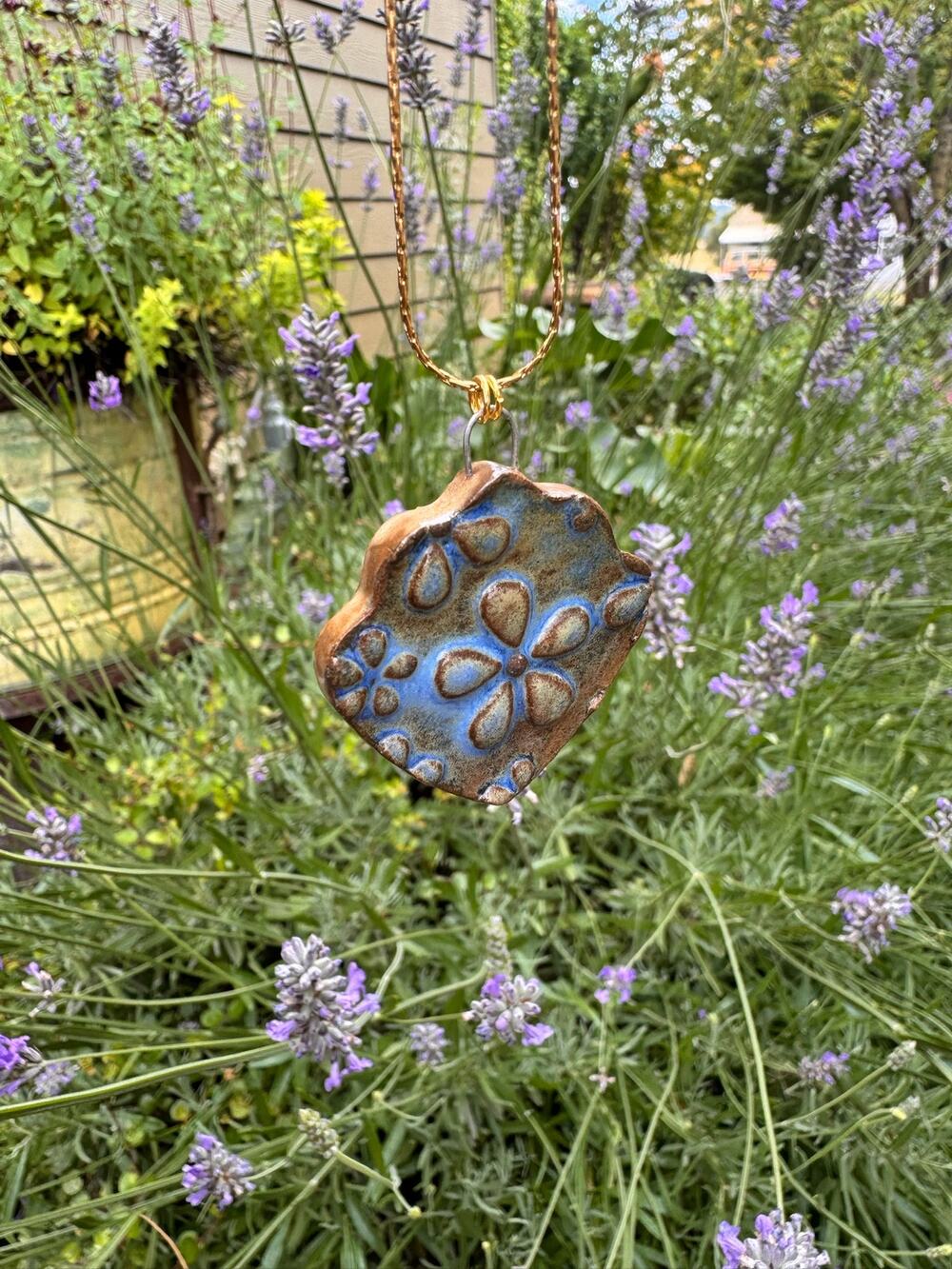 Daisy Ceramic Pendant Necklace Ceramic Kiln Fired Handcrafted Jewelry